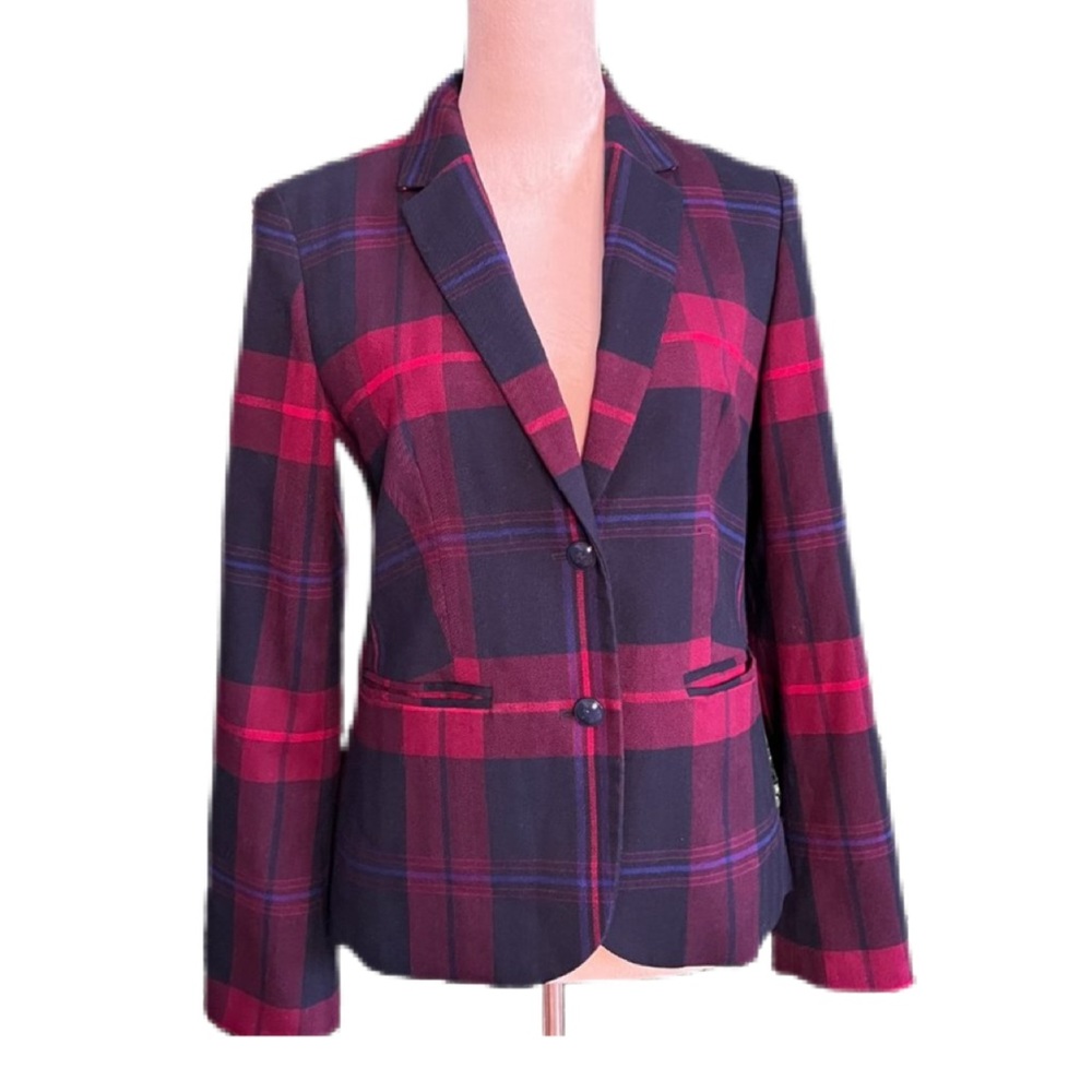 Plaid Women's Blazer - Red and Black